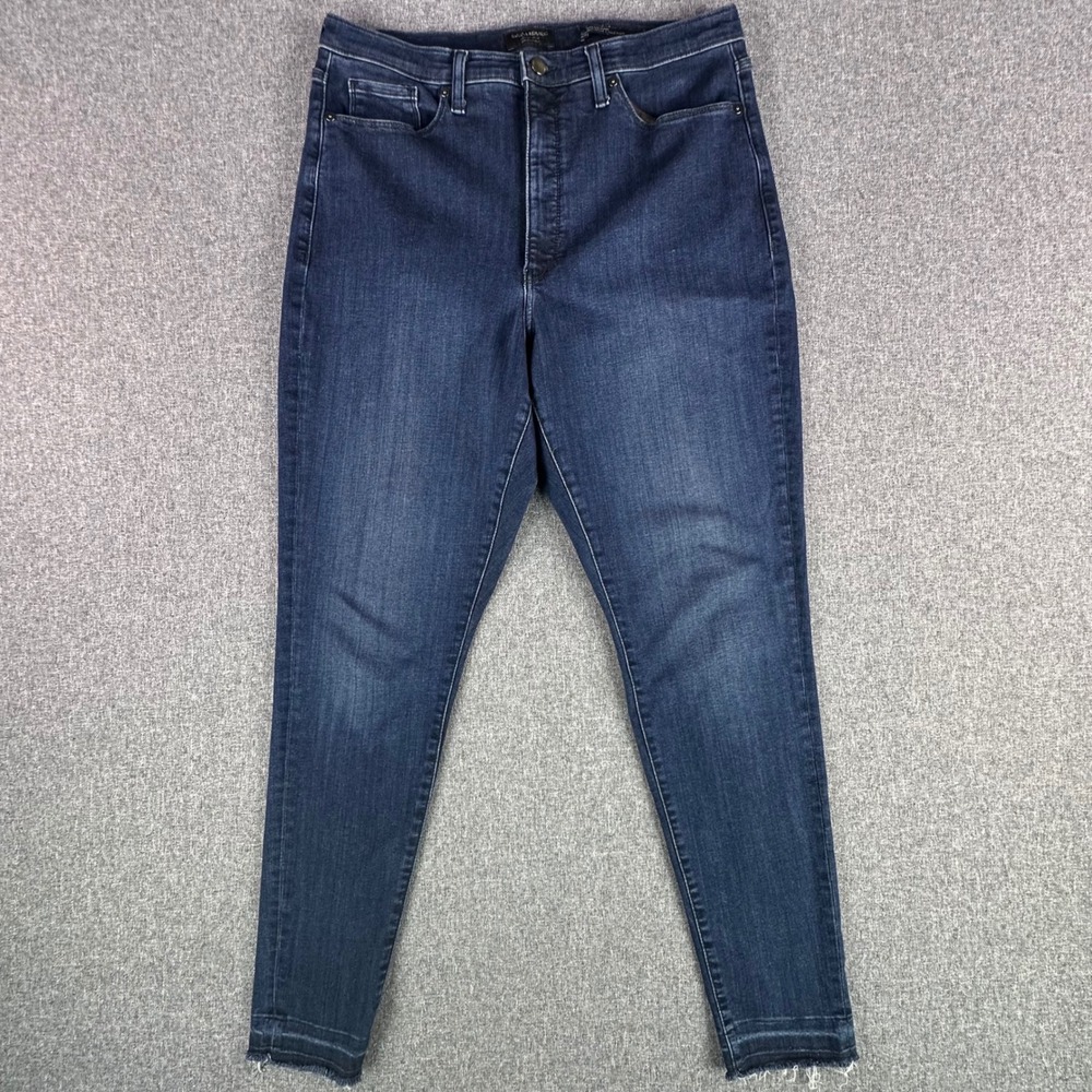Banana Republic Jeans Womens 32L High-Rise Skinny Beatrice Wash Blue Raw Hem